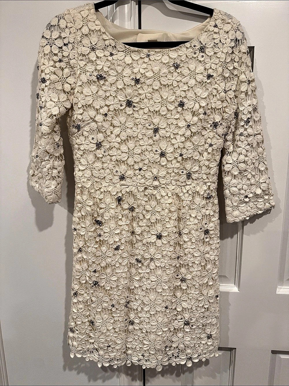 J.Crew Collection Floral Lace Embellished Mini Dress White Size 2